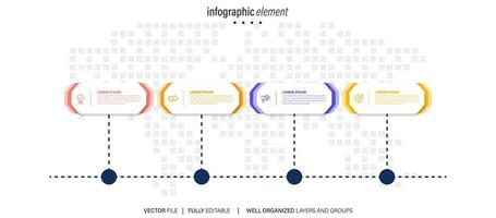 negocio proceso infografía modelo. Delgado línea diseño con números 4 4 opciones o pasos. vector ilustración gráfico diseño