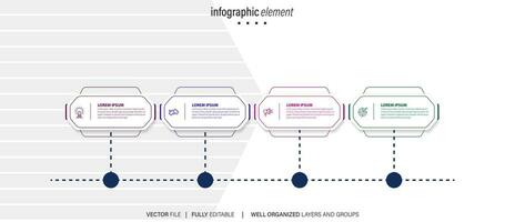 Business process infographic template. Thin line design with numbers 4 options or steps. Vector illustration graphic design