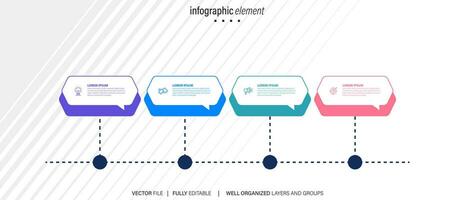 negocio proceso infografía modelo. Delgado línea diseño con números 4 4 opciones o pasos. vector ilustración gráfico diseño