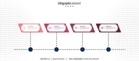 negocio proceso infografía modelo. Delgado línea diseño con números 4 4 opciones o pasos. vector ilustración gráfico diseño