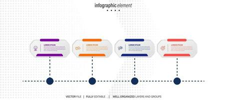 Business process infographic template. Thin line design with numbers 4 options or steps. Vector illustration graphic design