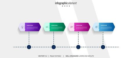 Business process infographic template. Thin line design with numbers 4 options or steps. Vector illustration graphic design