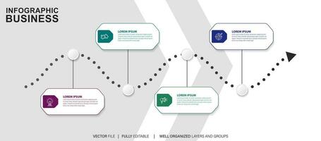 negocio proceso infografía modelo. Delgado línea diseño con números 4 4 opciones o pasos. vector ilustración gráfico diseño