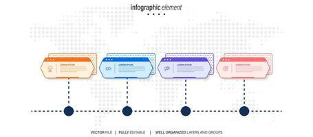 Business process infographic template. Thin line design with numbers 4 options or steps. Vector illustration graphic design