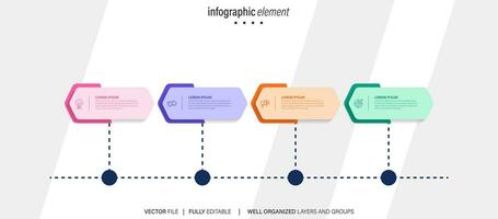 Business process infographic template. Thin line design with numbers 4 options or steps. Vector illustration graphic design