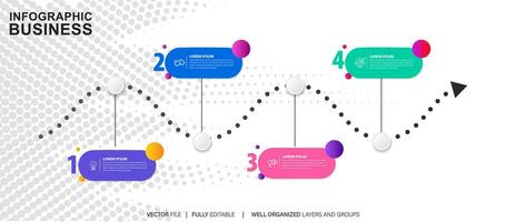 Business process infographic template. Thin line design with numbers 4 options or steps. Vector illustration graphic design