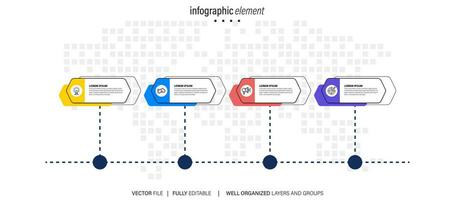 Business process infographic template. Thin line design with numbers 4 options or steps. Vector illustration graphic design