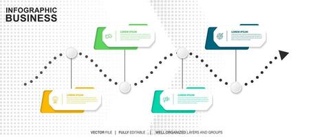 Business process infographic template. Thin line design with numbers 4 options or steps. Vector illustration graphic design