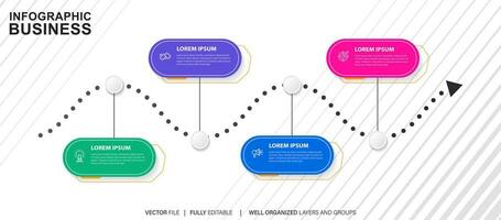 Business process infographic template. Thin line design with numbers 4 options or steps. Vector illustration graphic design