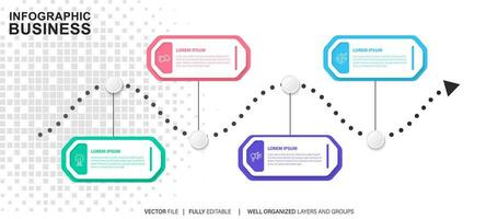 negocio proceso infografía modelo. Delgado línea diseño con números 4 4 opciones o pasos. vector ilustración gráfico diseño