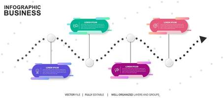 Business process infographic template. Thin line design with numbers 4 options or steps. Vector illustration graphic design