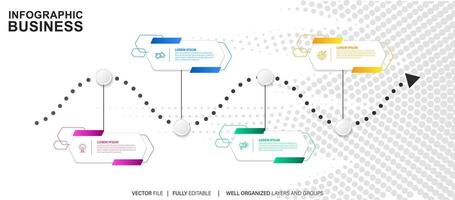 negocio proceso infografía modelo. Delgado línea diseño con números 4 4 opciones o pasos. vector ilustración gráfico diseño