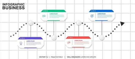 Business process infographic template. Thin line design with numbers 4 options or steps. Vector illustration graphic design