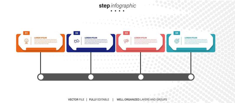 Collection of colorful infographic can be used for workflow layout, diagram, number options, web design. Infographic business concept with options, parts, steps or processes. Vector Eps 10