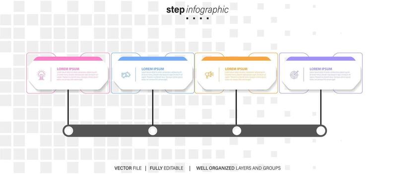 Collection of colorful infographic can be used for workflow layout, diagram, number options, web design. Infographic business concept with options, parts, steps or processes. Vector Eps 10