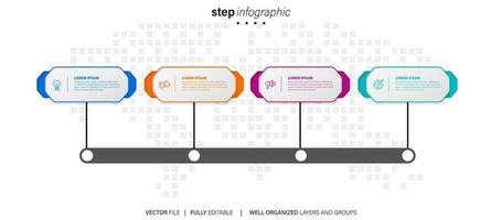 Concept of business model with 4 successive steps. Four colorful graphic elements. Timeline design for brochure, presentation. Infographic design layout vector