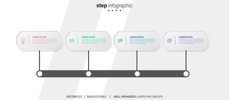 línea paso infografía. 4 4 opciones flujo de trabajo diagrama, circulo cronograma número infografía, proceso pasos cuadro. lineal vector infografía. proceso orden infografía flecha y pasos punto ilustración