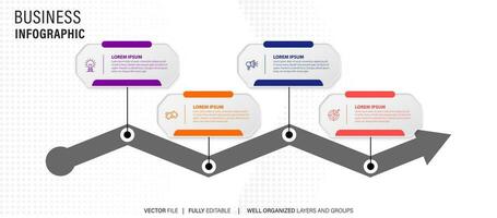 línea paso infografía. 4 4 opciones flujo de trabajo diagrama, circulo cronograma número infografía, proceso pasos cuadro. lineal vector infografía. proceso orden infografía flecha y pasos punto ilustración