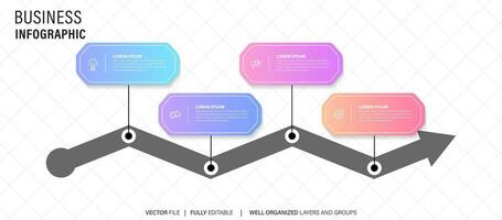 Line step infographic. 4 options workflow diagram, circle timeline number infograph, process steps chart. Linear vector infographics. Process order infographic arrow and steps point illustration