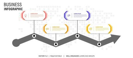 Concept of business model with 4 successive steps. Four colorful graphic elements. Timeline design for brochure, presentation. Infographic design layout vector