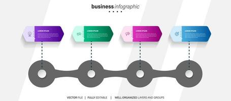 línea paso infografía. 4 4 opciones flujo de trabajo diagrama, circulo cronograma número infografía, proceso pasos cuadro. lineal vector infografía. proceso orden infografía flecha y pasos punto ilustración