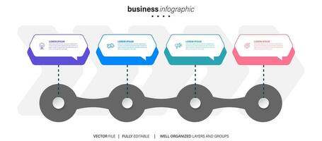 Line step infographic. 4 options workflow diagram, circle timeline number infograph, process steps chart. Linear vector infographics. Process order infographic arrow and steps point illustration