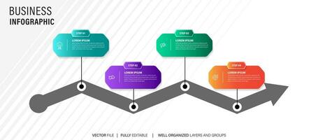 Line step infographic. 4 options workflow diagram, circle timeline number infograph, process steps chart. Linear vector infographics. Process order infographic arrow and steps point illustration