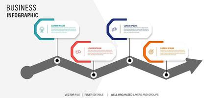 Line step infographic. 4 options workflow diagram, circle timeline number infograph, process steps chart. Linear vector infographics. Process order infographic arrow and steps point illustration