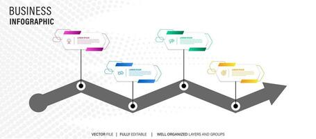 Line step infographic. 4 options workflow diagram, circle timeline number infograph, process steps chart. Linear vector infographics. Process order infographic arrow and steps point illustration