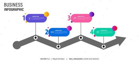 Line step infographic. 4 options workflow diagram, circle timeline number infograph, process steps chart. Linear vector infographics. Process order infographic arrow and steps point illustration