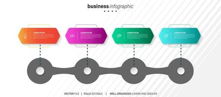 Line step infographic. 4 options workflow diagram, circle timeline number infograph, process steps chart. Linear vector infographics. Process order infographic arrow and steps point illustration