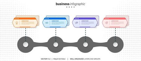 Line step infographic. 4 options workflow diagram, circle timeline number infograph, process steps chart. Linear vector infographics. Process order infographic arrow and steps point illustration