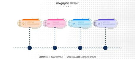 Thin line infographic scheme with 4 options. Vector template for