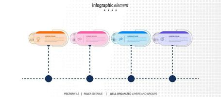 Delgado línea infografía esquema con 4 4 opciones vector modelo para