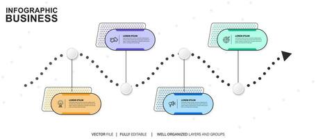 Thin line infographic scheme with 4 options. Vector template for