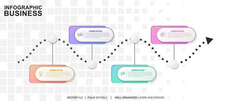 Thin line infographic scheme with 4 options. Vector template for