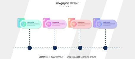 Thin line infographic scheme with 4 options. Vector template for