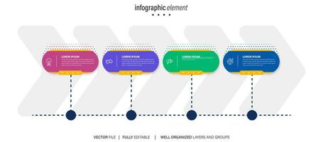 Thin line infographic scheme with 4 options. Vector template for