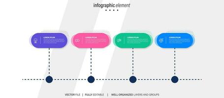 Thin line infographic scheme with 4 options. Vector template for