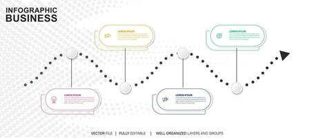 Thin line infographic scheme with 4 options. Vector template for