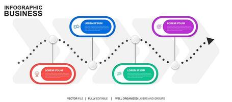 Thin line infographic scheme with 4 options. Vector template for