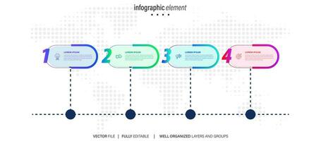 Thin line infographic scheme with 4 options. Vector template for