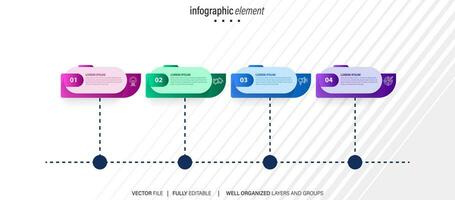 Thin line infographic scheme with 4 options. Vector template for