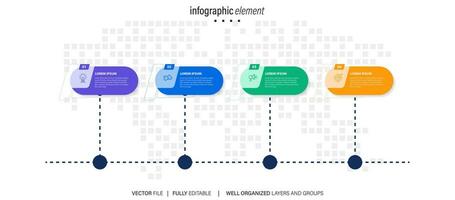 Delgado línea infografía esquema con 4 4 opciones vector modelo para