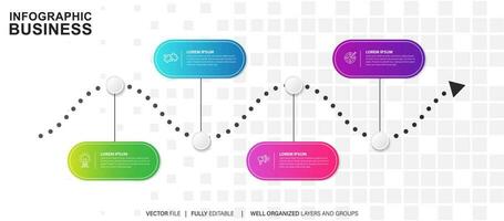 Thin line infographic scheme with 4 options. Vector template for