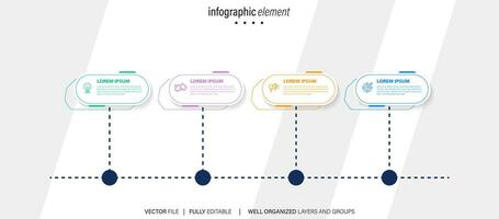 Thin line infographic scheme with 4 options. Vector template for