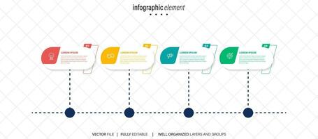 Thin line infographic scheme with 4 options. Vector template for