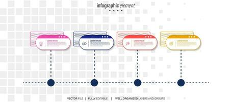 Thin line infographic scheme with 4 options. Vector template for