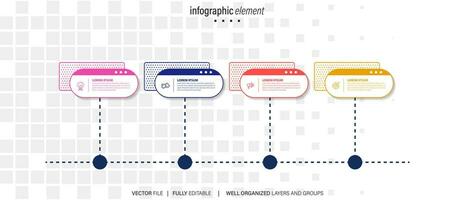 Delgado línea infografía esquema con 4 4 opciones vector modelo para
