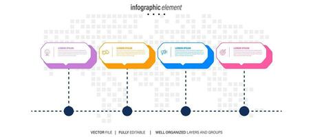 Delgado línea infografía esquema con 4 4 opciones vector modelo para